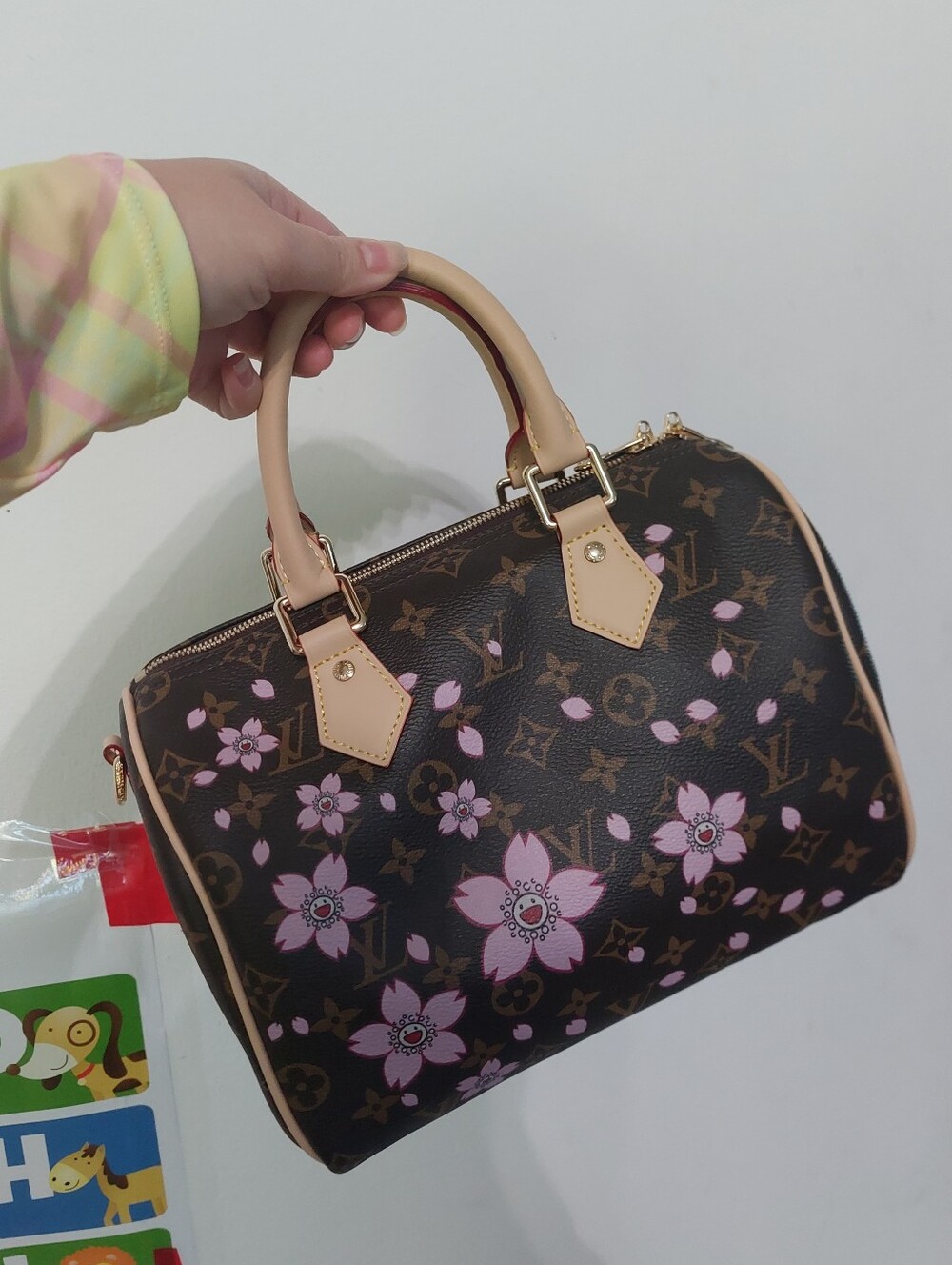 Faux cherry blossom purse